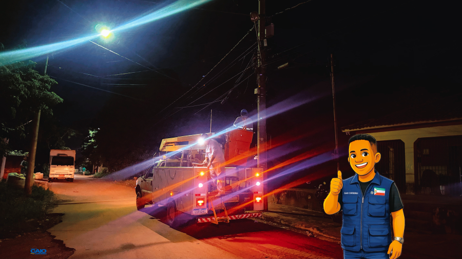 Mutirão de iluminação atende pedido do vereador Caio Cordeiro no bairro Capela do Piçarrão